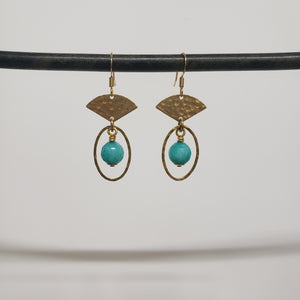 Petit Fan Hoop Earrings - Aqua Fire Agate