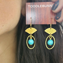 Load image into Gallery viewer, Petit Fan Hoop Earrings - Aqua Fire Agate
