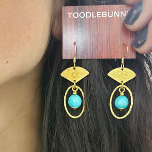 Petit Fan Hoop Earrings - Aqua Fire Agate