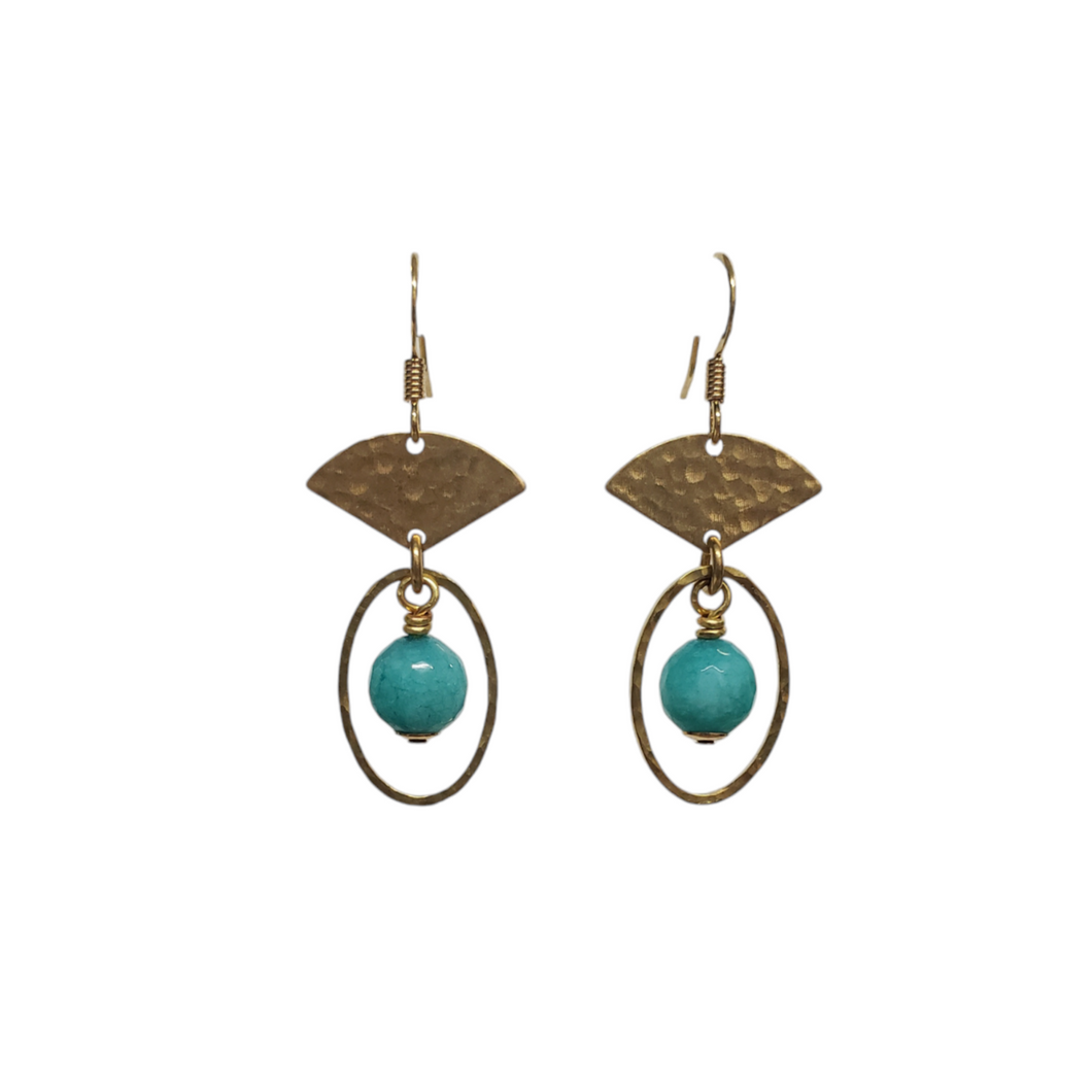 Petit Fan Hoop Earrings - Aqua Fire Agate