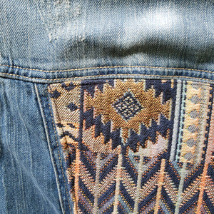 Reworked Denim Vest - Aztec