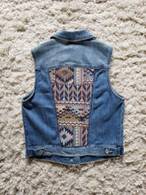 Load image into Gallery viewer, Reworked Denim Vest - Aztec

