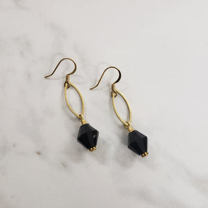 Jet Bicone Marquise Drop Earrings