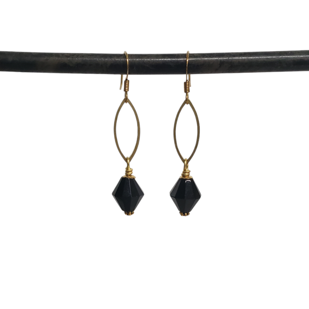 Jet Bicone Marquise Drop Earrings