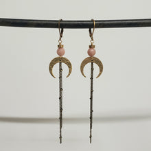 Load image into Gallery viewer, Crescent Moon Duster Earrings - Pink
