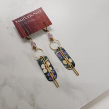 Load image into Gallery viewer, Floral Geometric Tin Dangle Earrings - Lilac Amethyst
