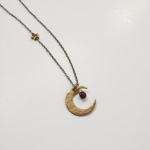 Load image into Gallery viewer, Crescent Moon and Star Necklace - Garnet
