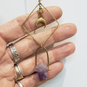 Raw Amethyst Stone Bail Necklace