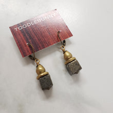 Load image into Gallery viewer, African Brass Drop Earrings - Pyrite
