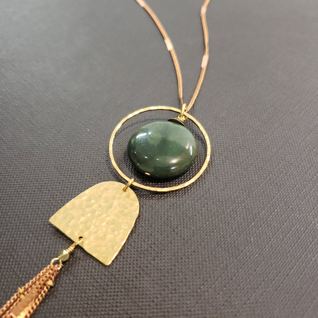 Domed Tassel - Green Ocean Jasper