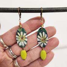 Load image into Gallery viewer, Floral Tin Dangle Earrings - Lime
