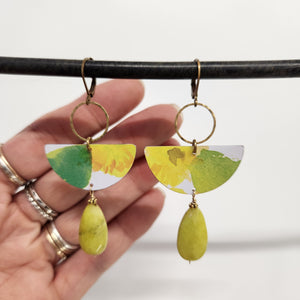 Watercolor Lime Tin Drop Earrings