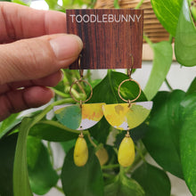 Load image into Gallery viewer, Watercolor Lime Tin Drop Earrings
