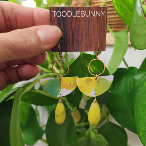 Watercolor Lime Tin Drop Earrings