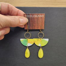 Load image into Gallery viewer, Watercolor Lime Tin Drop Earrings
