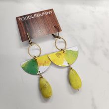 Load image into Gallery viewer, Watercolor Lime Tin Drop Earrings
