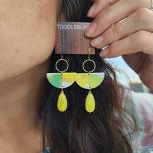 Load image into Gallery viewer, Watercolor Lime Tin Drop Earrings
