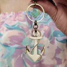 Load image into Gallery viewer, Enamel Anchor Necklace - Larimar
