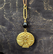 Load image into Gallery viewer, Round Filigree Locket Necklace - Onyx
