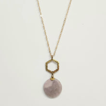 Load image into Gallery viewer, Brass Hammered Hexagon Pendant Necklace - Desert Jasper
