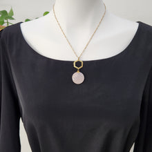 Load image into Gallery viewer, Brass Hammered Hexagon Pendant Necklace - Desert Jasper
