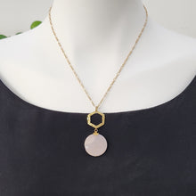 Load image into Gallery viewer, Brass Hammered Hexagon Pendant Necklace - Desert Jasper
