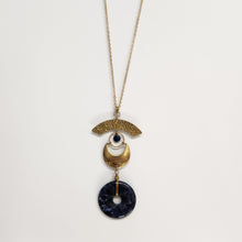 Load image into Gallery viewer, Lunar Eye Brass Necklace - Sodalite Donut Pendant

