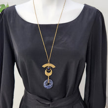 Load image into Gallery viewer, Lunar Eye Brass Necklace - Sodalite Donut Pendant
