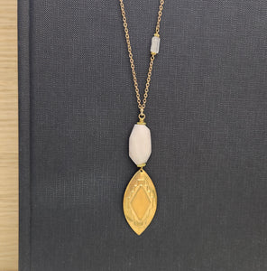 Southwestern Brass Pendant Necklace - Pink