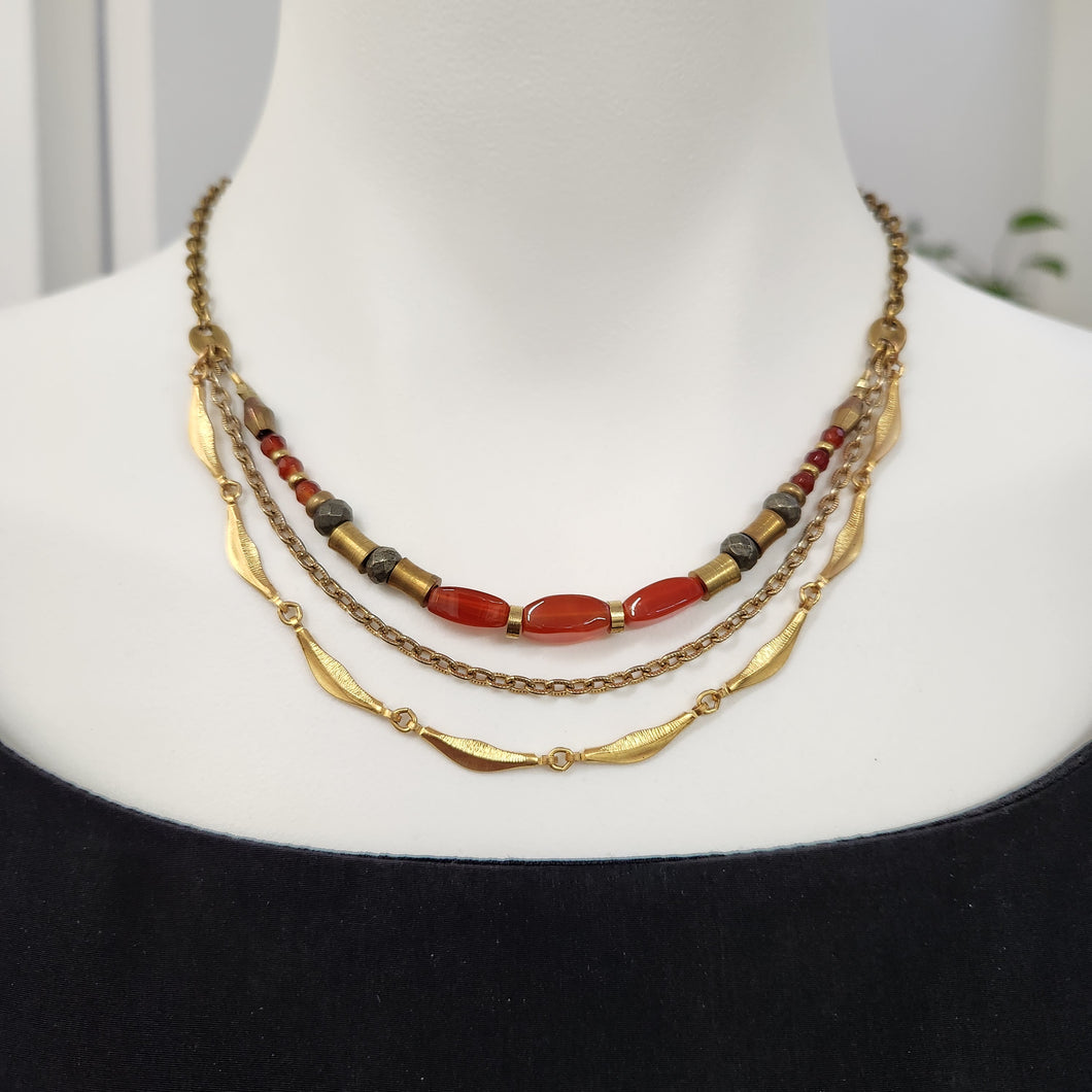 Trio Protection Collar - Carnelian, Pyrite