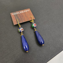 Load image into Gallery viewer, Cloisonne Blue Agate drop earrings
