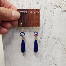 Load image into Gallery viewer, Cloisonne Blue Agate drop earrings
