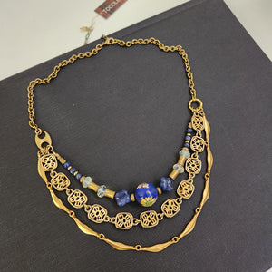 Vintage Cloisonne Bead Collar - Sodalite, Quartz