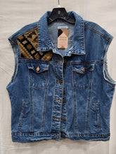 Load image into Gallery viewer, Reworked Denim Vest - Aztec Chevron L/XL
