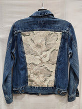 Load image into Gallery viewer, Reworked Denim Jacket - Neutral Floral Paisley XS
