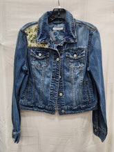 Load image into Gallery viewer, Reworked Denim Jacket - Green Floral M
