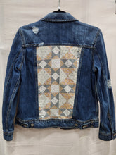 Load image into Gallery viewer, Reworked Denim Jacket - Distressed Faux Quilt M
