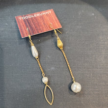 Load image into Gallery viewer, Asymmetric Glass Pearl Dangle Earrings
