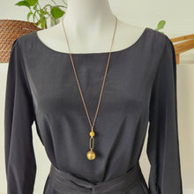 Load image into Gallery viewer, Vintage Ball Locket Necklace - Mustard Mookaite stone
