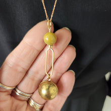 Load image into Gallery viewer, Vintage Ball Locket Necklace - Mustard Mookaite stone
