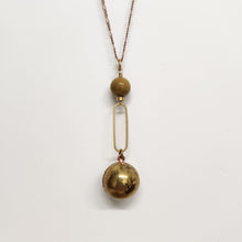Load image into Gallery viewer, Vintage Ball Locket Necklace - Mustard Mookaite stone
