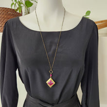 Load image into Gallery viewer, Vintage Diamond Locket - Fushia Pink Enamel
