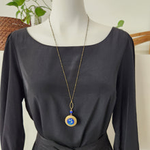 Load image into Gallery viewer, Round Vintage Locket Necklace - Blue Floral
