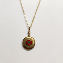 Load image into Gallery viewer, Small Vintage Round Locket Necklace - Poppy
