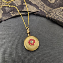 Load image into Gallery viewer, Small Vintage Round Locket Necklace - Poppy
