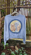 Load image into Gallery viewer, Reworked Quilted Lace Kitties Crewneck - Periwinkle SZ L/XL
