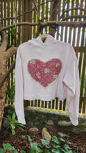 Load image into Gallery viewer, Reworked Lace Heart Cropped Hoodie - Soft Pink SZ S/M
