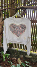 Load image into Gallery viewer, Reworked Lace Heart Cropped Crewneck - Winter White SZ S
