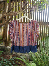 Load image into Gallery viewer, Boho Peplum Tie Top - Navy
