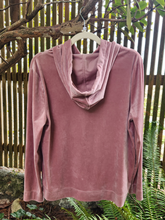 Load image into Gallery viewer, Reworked Velvet Lace Hoodie - Dusty Rose SZ L
